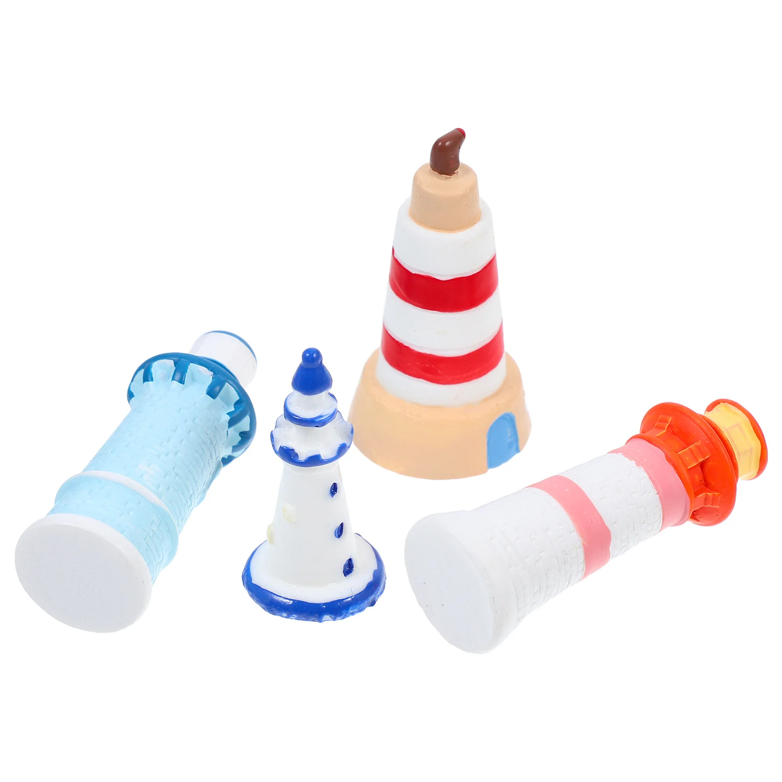 

4pcs Miniature Lighthouse Decor Resin Beach Micro Landscape Dollhouse Accessories Family Home Office Cafe Decorations