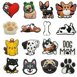 Hot Sales 1Pcs PVC Cute Dog Shoe Charms Pin for Crocs Accessories Shoe Sandals Wristband Decorations Boys Girls Party Gifts