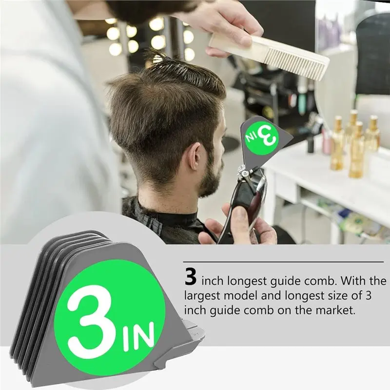 Mega Hair Clipper Guards(8Pcs), Gray In Color- For Wahl Full Size Hair Clippers(3 Inch, 8Pcs)-A36R