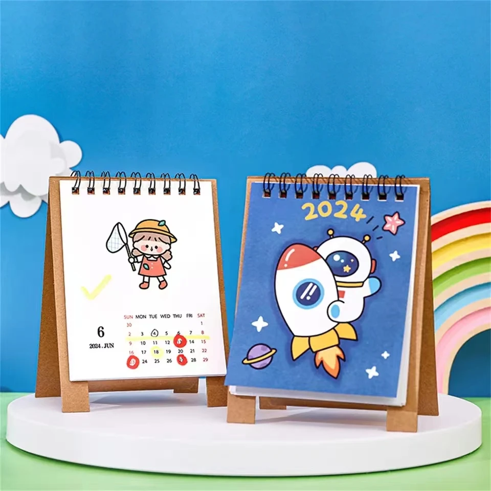 2024 Calendar Simple Desk Fresh Cute Animal Mini Desktop Note Coil Calendar For Book Office School Supplies
