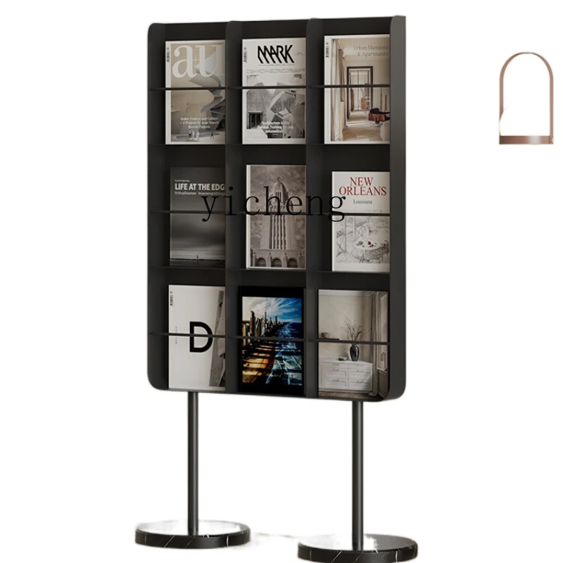 YY Creative Iron Home Floor Bookshelf Office the Newspaper Stand Storage Rack