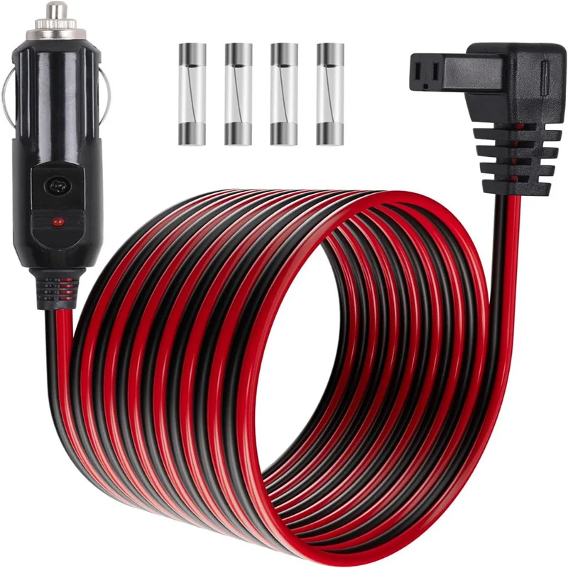 12AWG Pure Copper 12V Car Cigarette Lighter Power Cord with Fridge Plug Connection Wire for Portable Refrigerator Car Freezer