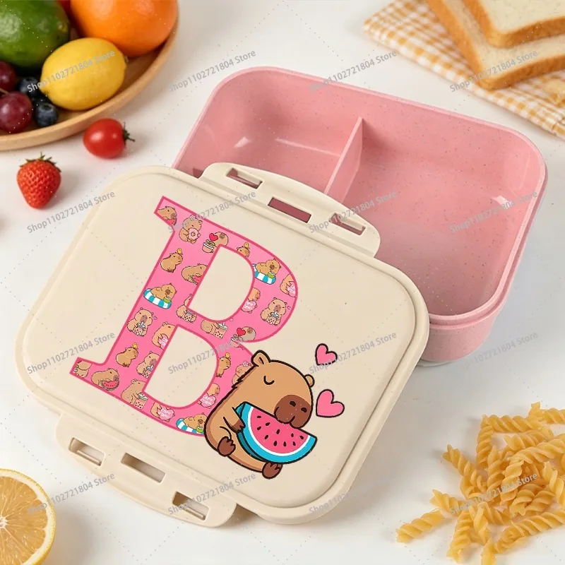 Capibara Large Capacity Bento Box for Boys Girls Anime Cartoon Printed Lunch Bag Student Picnic Portable Food Storage Container view 2