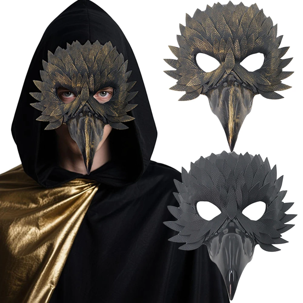 펑크 버드 비크 이글 하프 페이스 마스크 코스프레 동물 새 입 가죽 마스크 할로윈 카니발 드레스업 파티 코스튬 소품