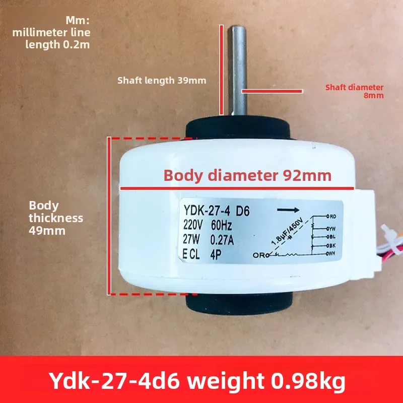 For YDK-27-4 D6 AC Inner Fan Motor for Air Conditioner 60Hz Mechanical Speed Regulation Replacement Part