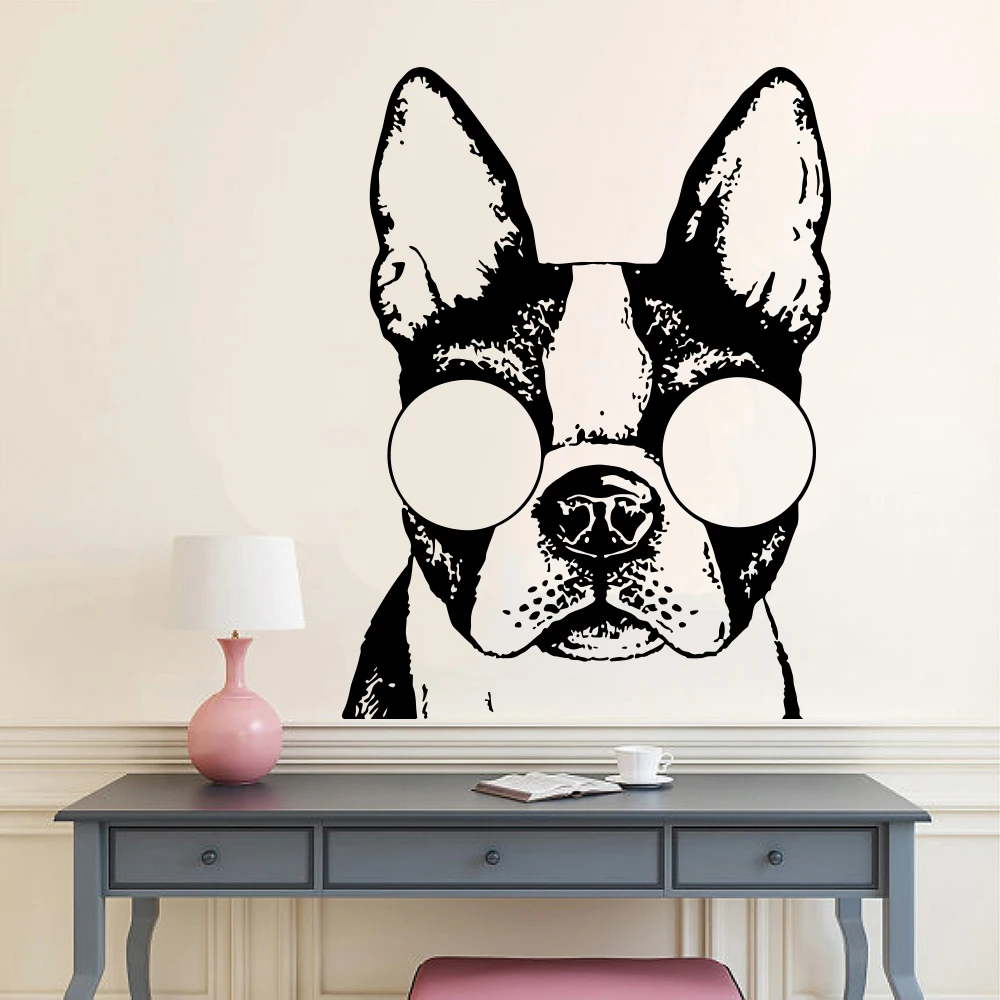 Cartoon French Dog Mirror Wall Sticker Bathroom Washouse Lover Animals Anime Wall Decal Bath Kitchen Baby Nursery Vinyl Home