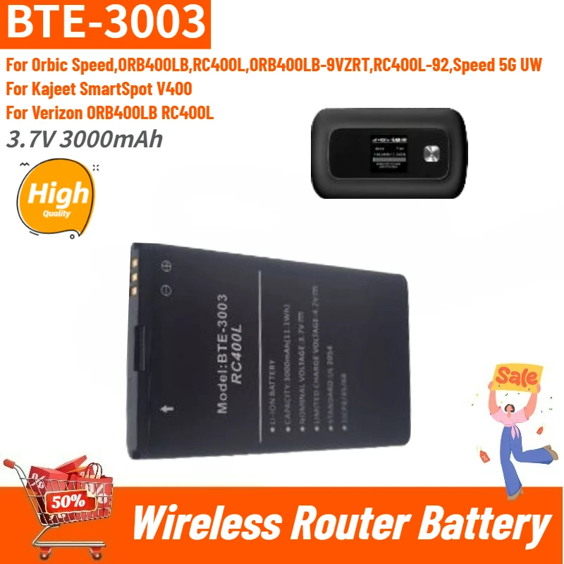 

BTE-3003 High Quality Wireless Router Battery 3.7V 3000mAh for Verizon Orbic Speed RC400L ORB400LB Brand New Replacement Battery