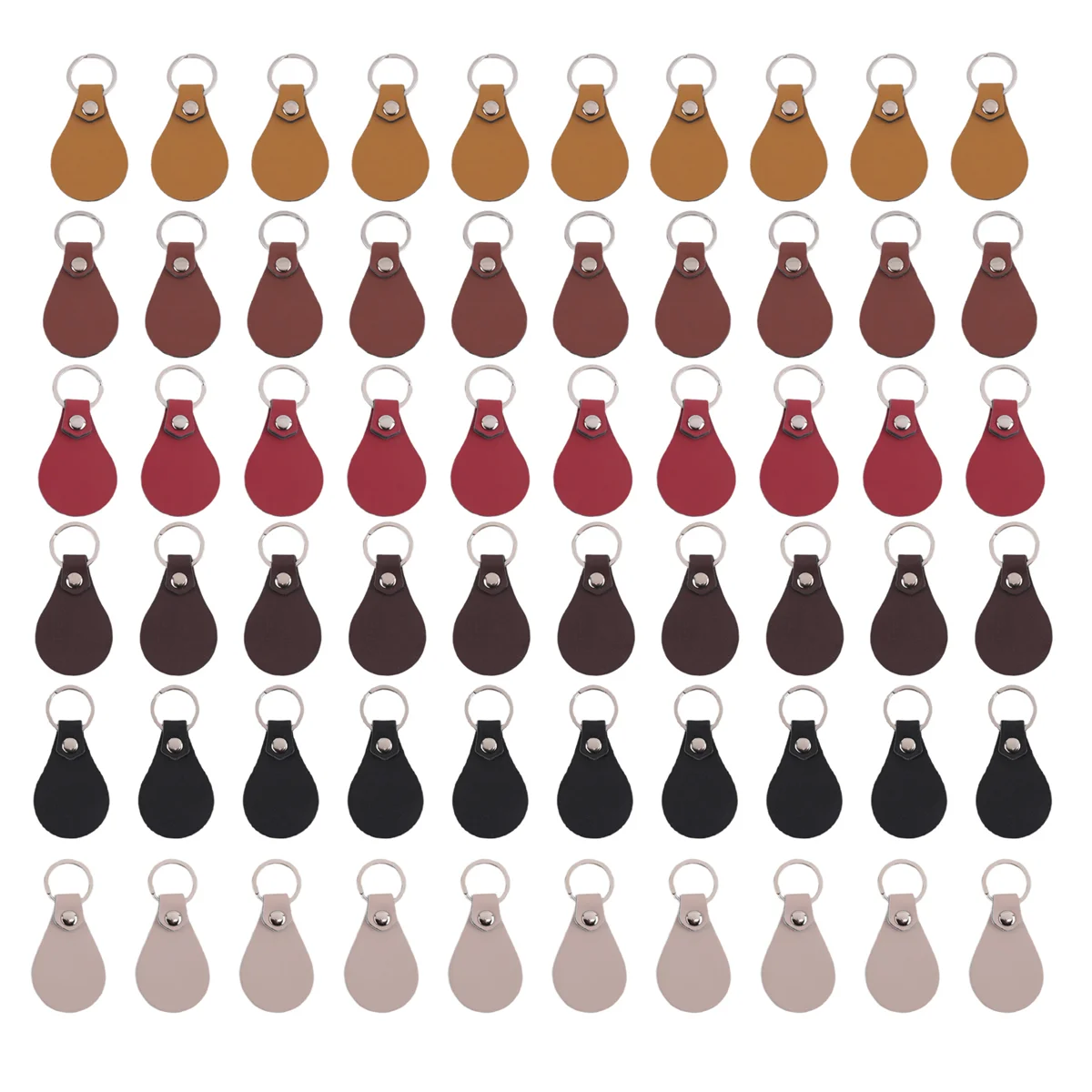 جديد 60 قطعة بو الجلود مفتاح فوب عدة الجلود مفتاح Fobs الفراغات مع المسامير وحلقات المفاتيح سلسلة المفاتيح الجلدية DIY بها بنفسك النقش بالليزر