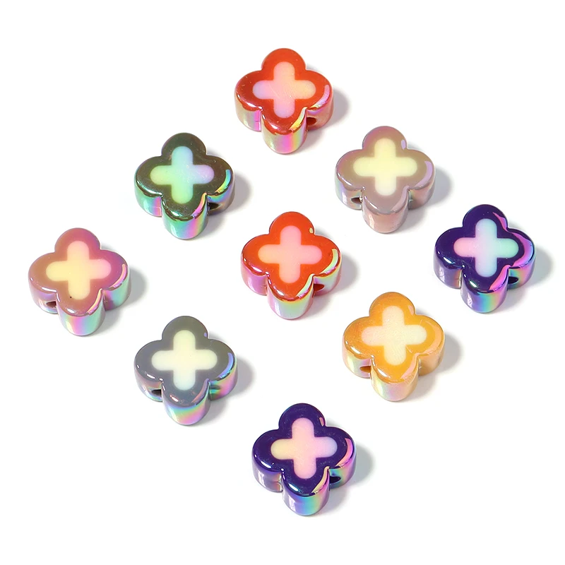 10 pcs/lot Acrylic Cross Beads Colorful Spacer Beads Loose Beads For Diy Jewelry Making Necklace Bracelet  Accessories