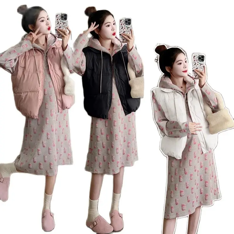 Winter Plus Size Maternity Clothes Fashion Pregnant Woman Cotton Outerwear Sleeveless Down Coats Pregnancy Vest Jackets Loose