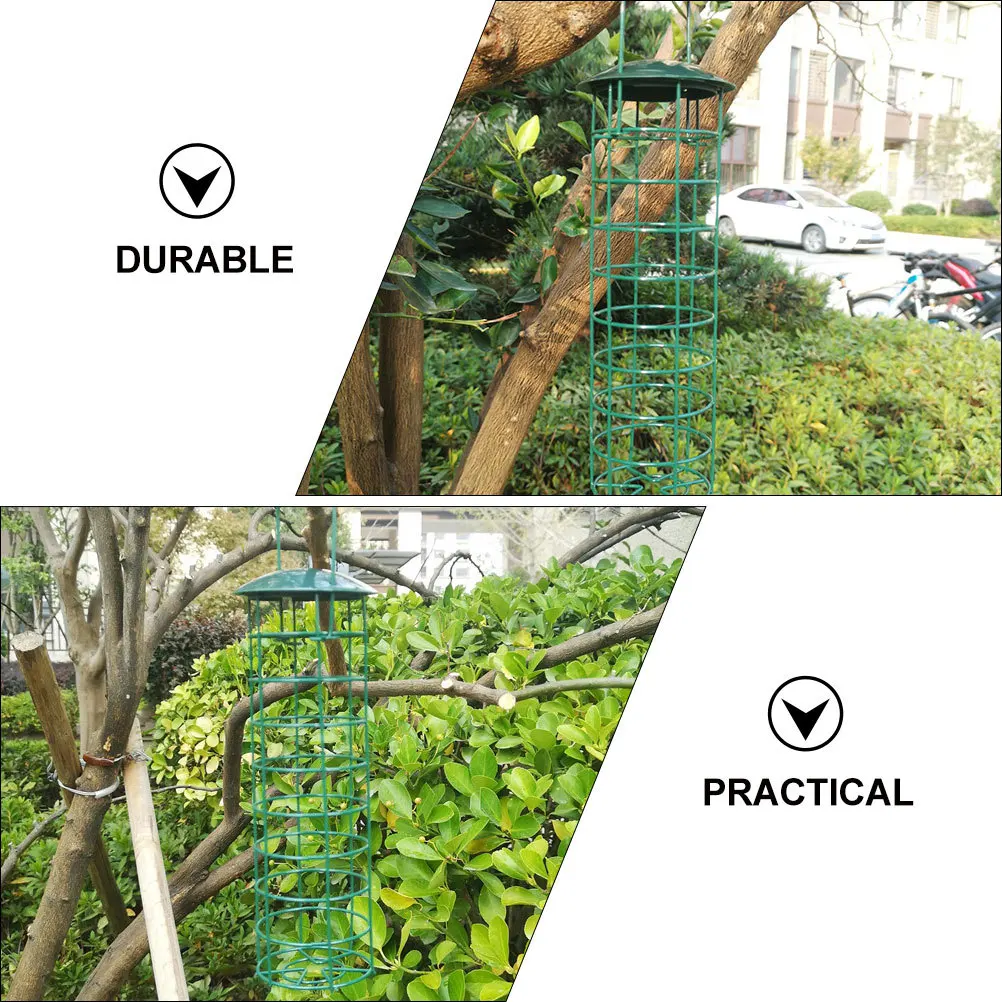 

2Pcs Hanging Bird Feeder Green Durable Iron Outdoor Garden Parrot Feeding Tool Bird Food Holder Parrot Feeding Tool