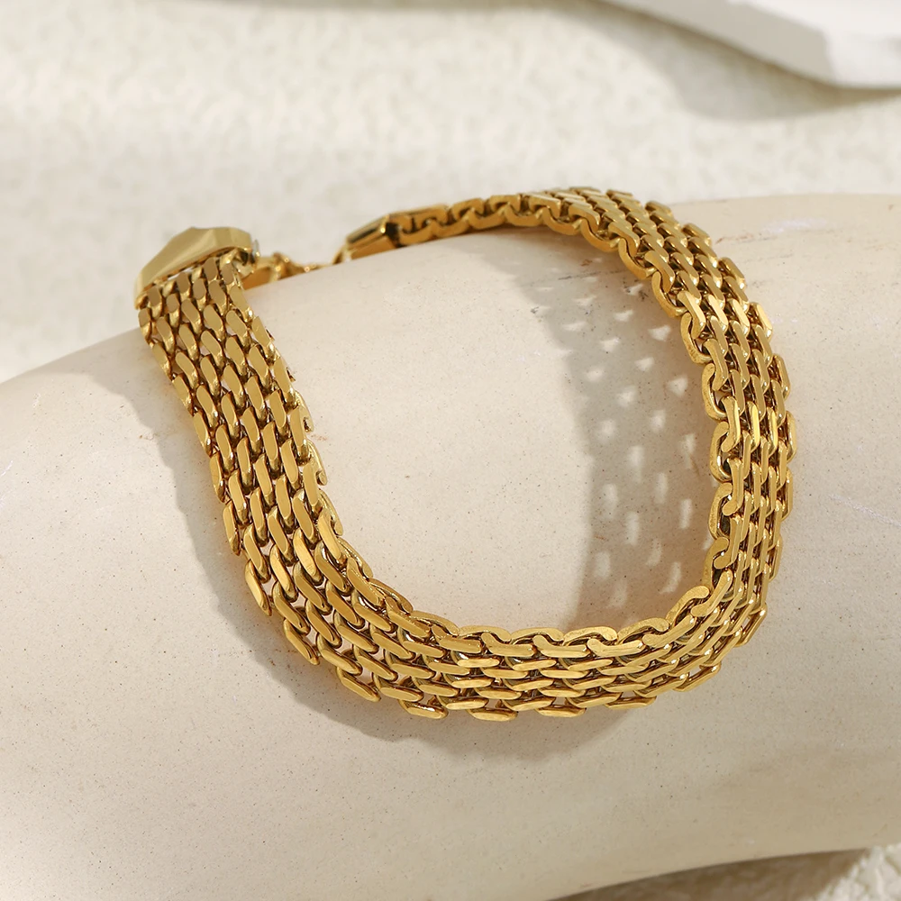 لا. Muses المعادن غرامة حزام سلسلة الفولاذ المقاوم للصدأ المرأة سوار PVD مطلية بالذهب الأزياء والمجوهرات والاكسسوارات هدية #6