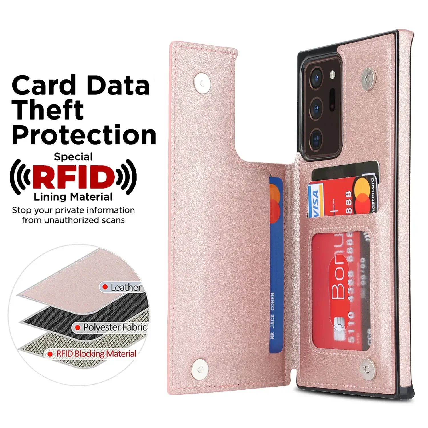 For Samsung Galaxy Note 10 Plus Note 20 Ultra Case,Luxury Flip Folio Leather Wallet Cover Card Slots & Kickstand Protective Case