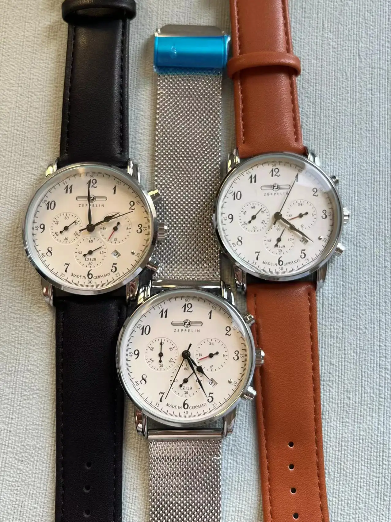 2026 New Zeppelin Three Eyes Running Second Men's Watch Classic Fashion Timing Watch Stainless Steel Leather Strap Quartz Watch view 5