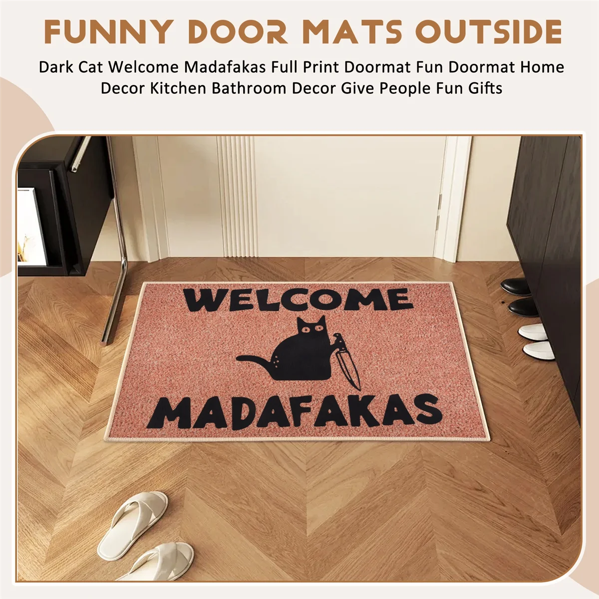 NN89R Dark Cat Welcome Madafakas Full Print Doormat Fun Doormat Home Decor Kitchen Bathroom Decor Give People Fun Gifts