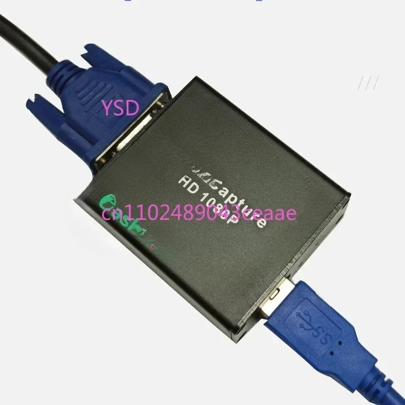 Mini Video Capture Device (1080P VGA Input, Portable Recording Box with Cables for Signal Transmission)