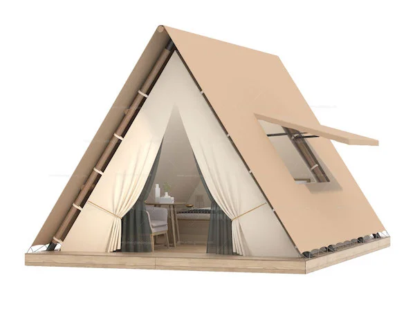 Outdoor Triangle Tent Luxury Camping Tent OEM Customized Fabric Layers Glamping Hotel Vacation Tents