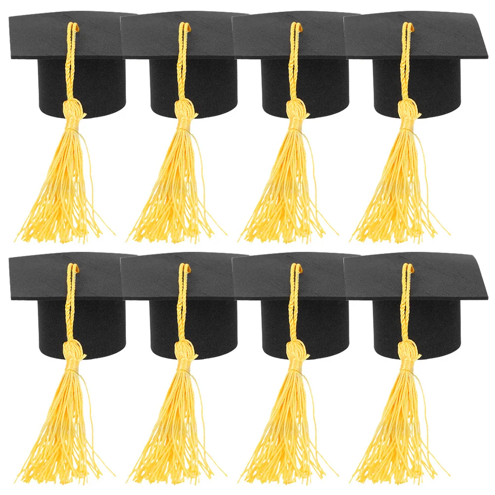 

8Pcs Graduation Cap Tassel Cake Toppers Mini for Graduation Party Cupcake Decor Dessert Picks 2024 Celebration Supplies