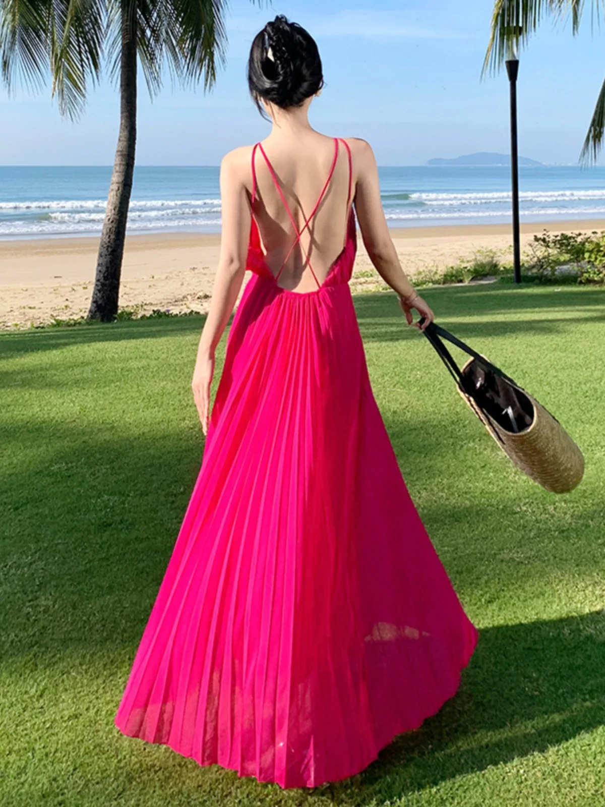 Hainan Sanya Holiday Beautiful Bal Strap Dr Donna Estate Yunnan Dali Aosphere Gonna lunga Ele Chic Sle Maxi Dr