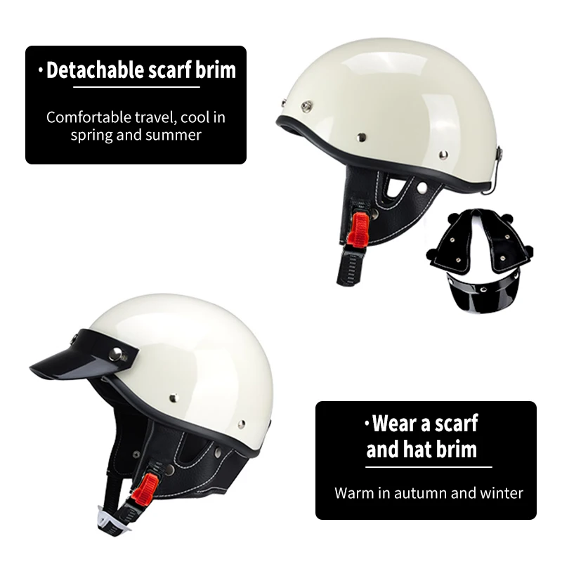 Casco retro, casco de motocicleta, medio casco de cuatro estaciones para parejas japonesas, casco de seguridad para bicicletas eléctricas, crucero de motocicletas