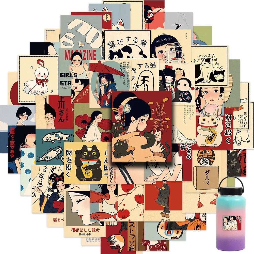 •50pcs Vintage Classic Japanese Anime Scrapbook Stickers DIY Diary Laptop Luggage Skateboard Graffiti Decal Classic Toys