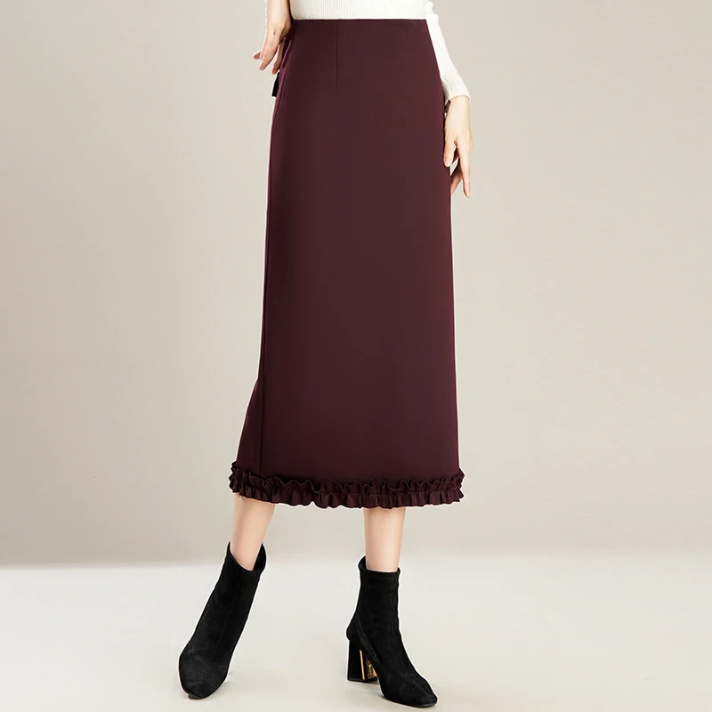 

Юбка-карандаш женская прямая длинная с завышенной талией из полиэстера, осенне-зимняя коллекция 2025...