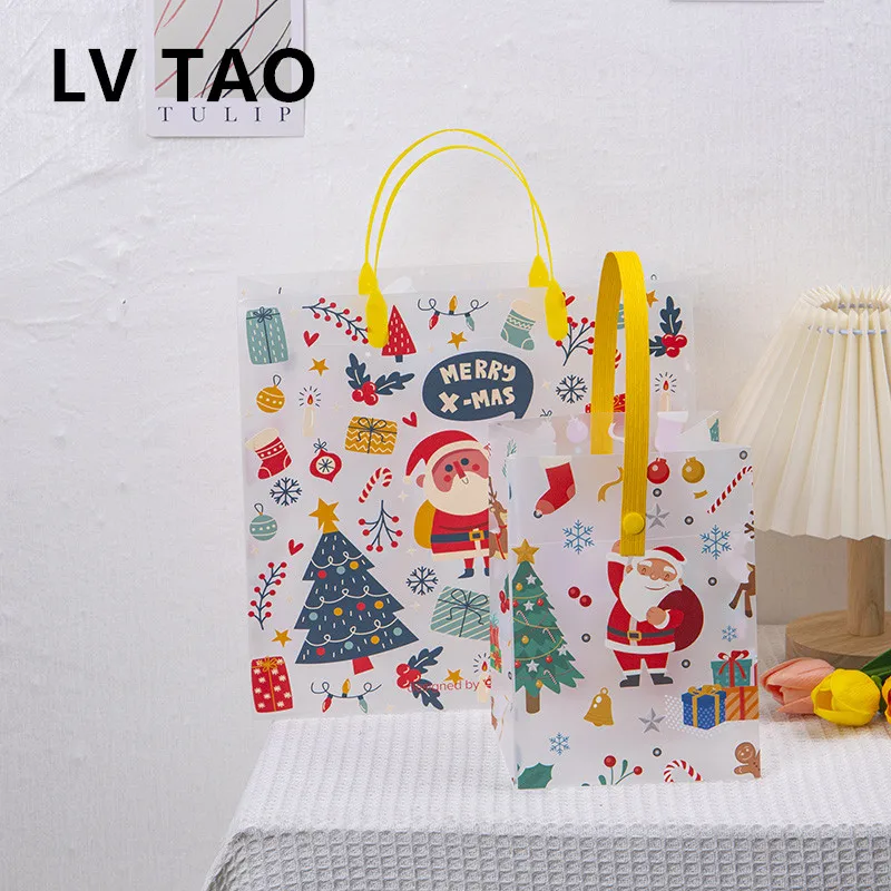 

LV TAO 10pcs Christmas Gifts Bags Candy Cookie Food Packing Present Santa Claus Event & Party X-MAS Packaging for Kids Christmas