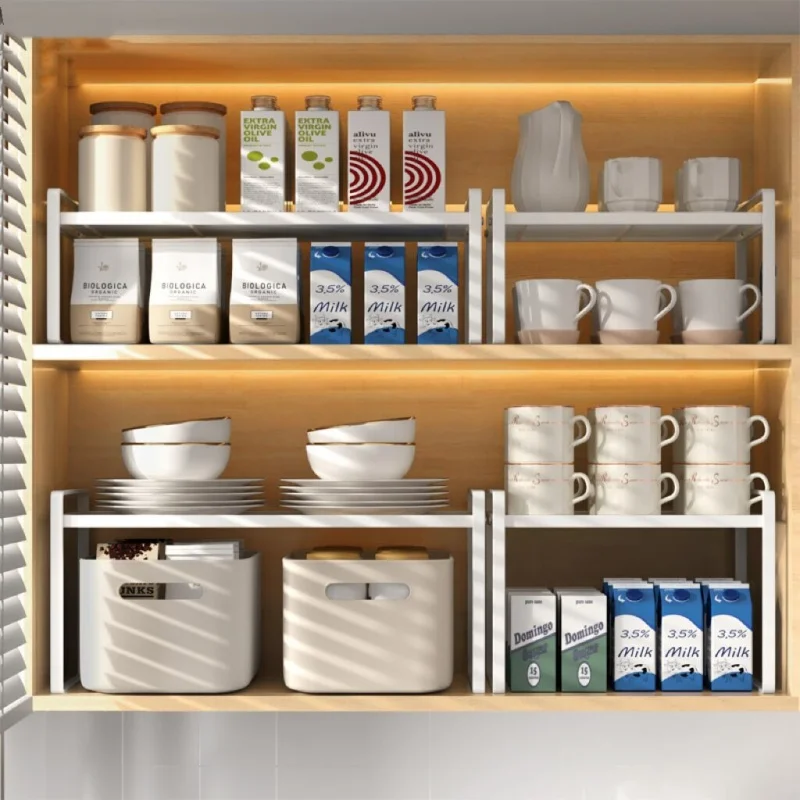 Kitchen Cabinet Storage Rack Countertop Spice Bottle Milk Cutlery Cup Storage Rack Under The Sink Rice Cooker Pan Rack