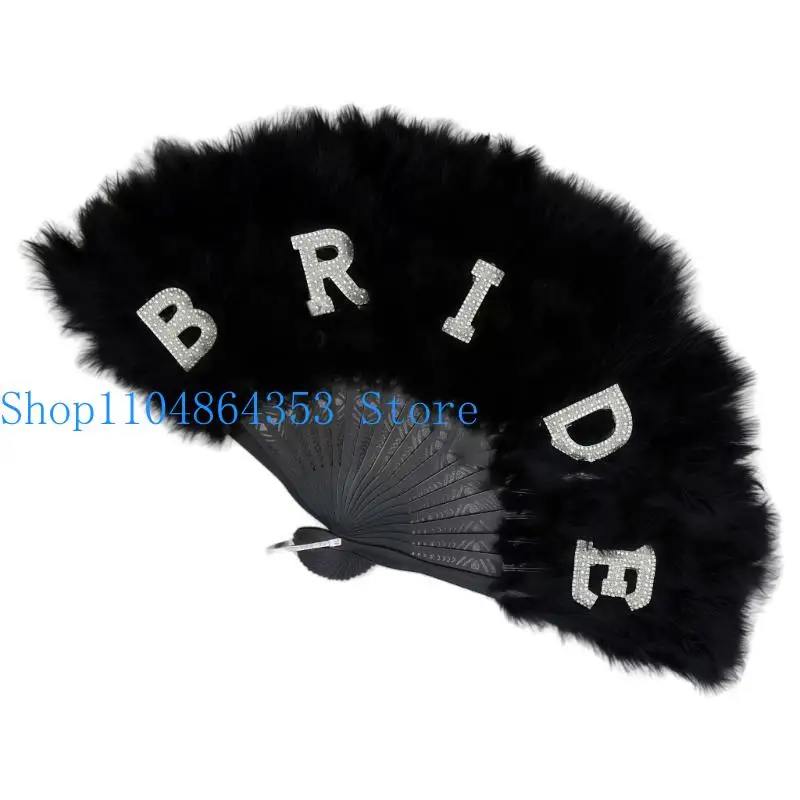 652F مروحة ريشة ريشة محمولة للملاحظة الزفاف زخرفة جلسة صور الحفل الزفاف