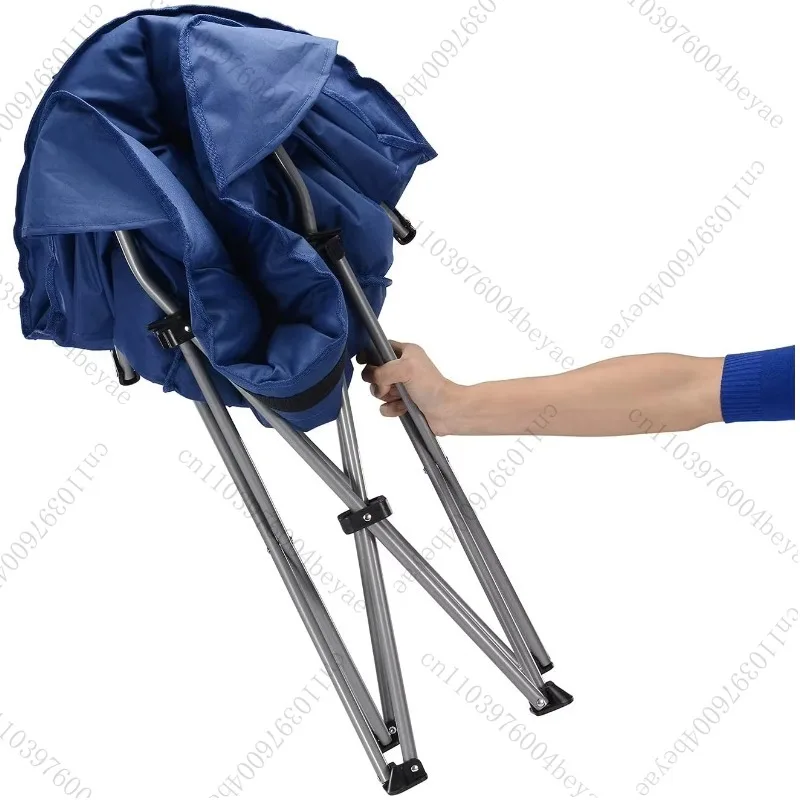 كرسي قمر محمول خفيف الوزن قابل للطي للتخييم مع حامل أكواب ودعم خلفي يصل إلى 120 كجم #6