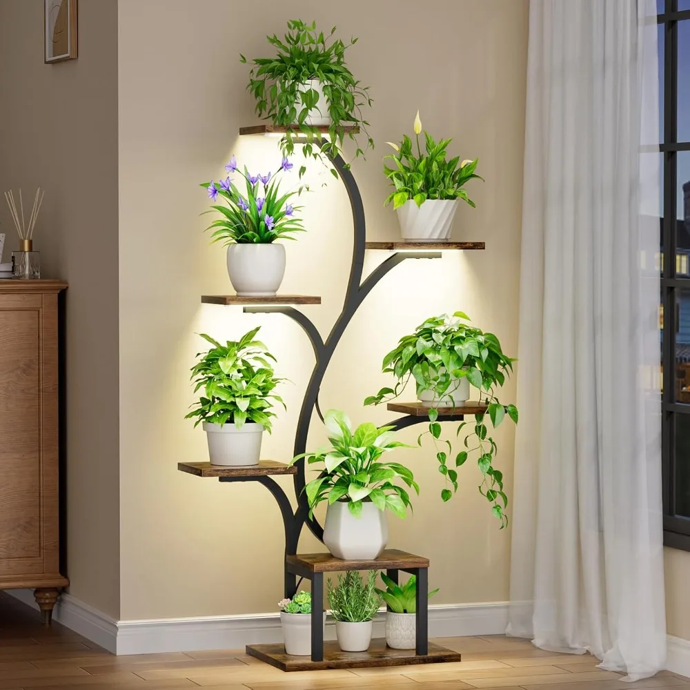 

Stand Indoor with Grow Lights, 7 Tiered Indoor Plant Shelf, 49" Corner Plant Stands for Indoor Plants