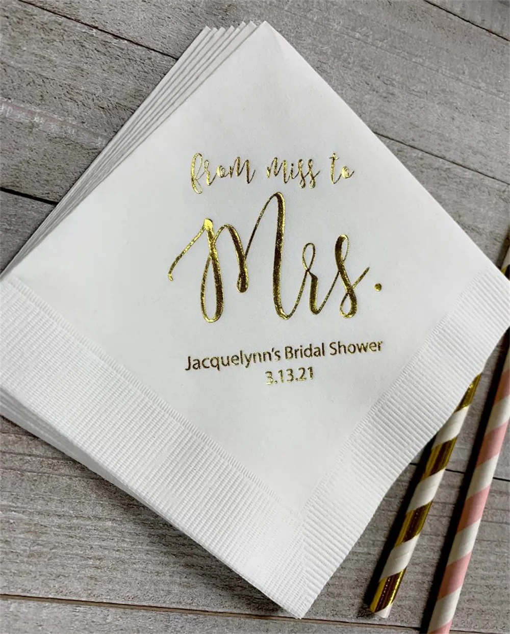 

50PCS Personalized Napkins Bridal Shower From MISS to MRS Custom Printed Monogram Napkins Personalized Wedding Napkins