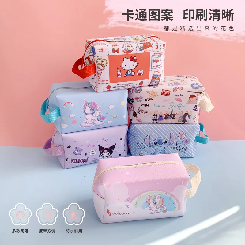 New Sanrio Portable Makeup Bag Cute Cinnamoroll Hello Kitty Kuromi Cartoon Women's Skincare Travel Product Storage Bag Gifts