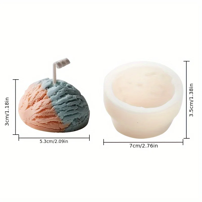 Ice Cream Spherical Candle Making Silicone Soap Mold Model DIY Decoration Mold Gypsum Aromatherapy Hanging Decoration Mold - view 2