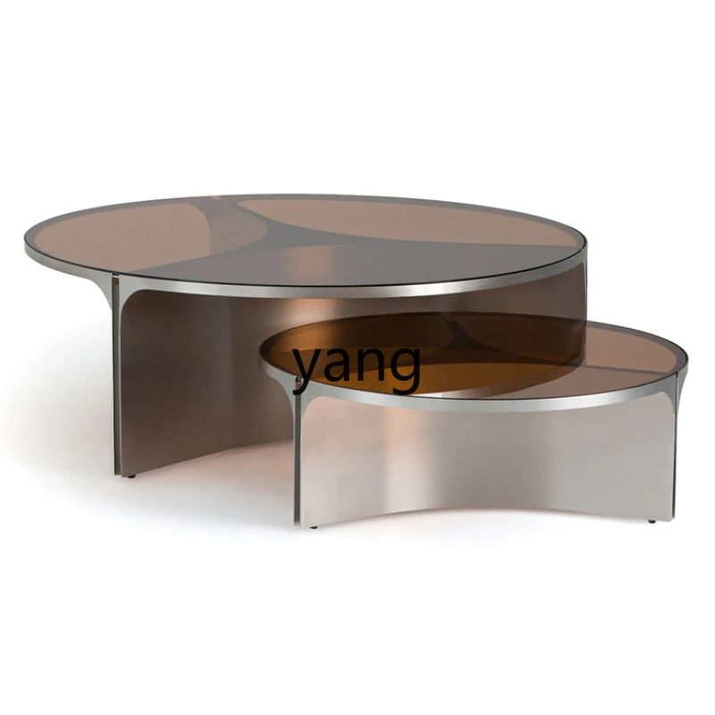 

CX Simple Post-Modern Creative Villa Designer Sample Room Light Luxury Tempered Glass round Tea Table