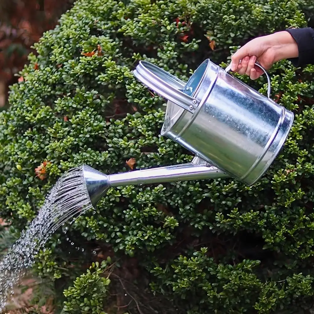 

5/7/10/15L Stainless Steel Flower Waterer Can Large Capacity Lightweight Metal Watering Pot with Long Spout Garden Flower Can