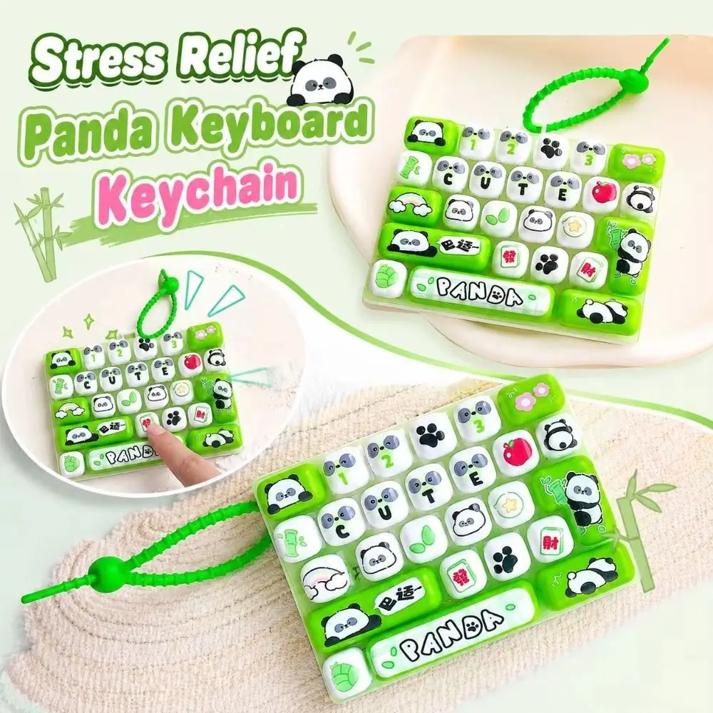 26-Key Decompression Button Cute Design Transparent Dual-Tone Mini Keyboard Pendant Simulation Keyboard Panda Print