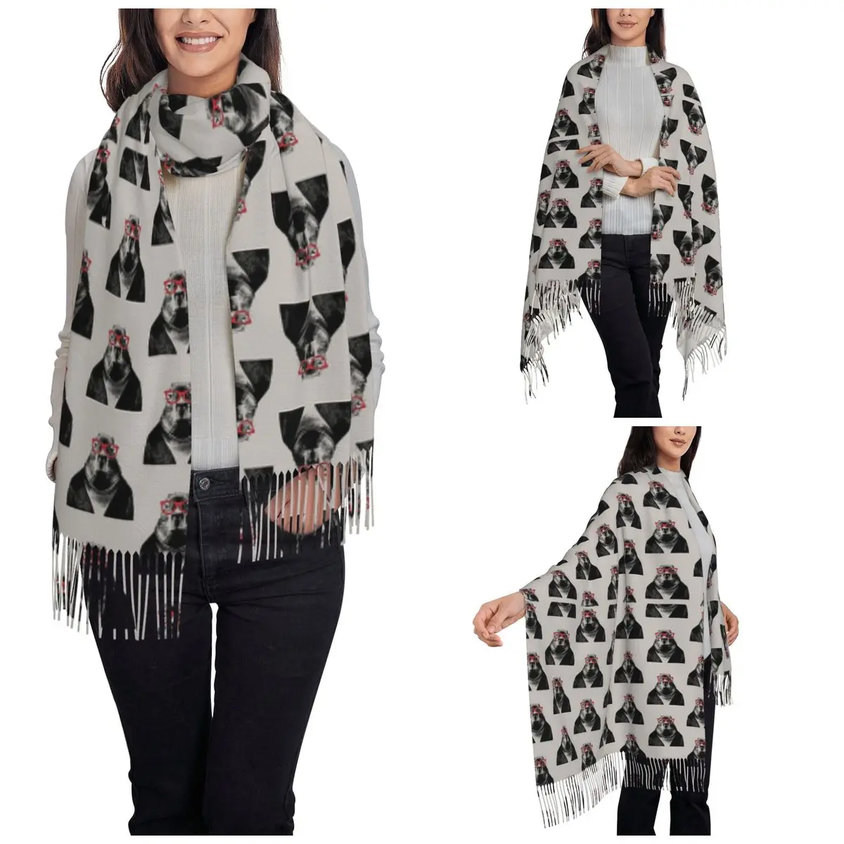 Funny Capybara Portrait Cute Rodent Shawl Wraps for Ladies Winter Large Long Scarf Animal Lover Pashminas Shawl Scarves