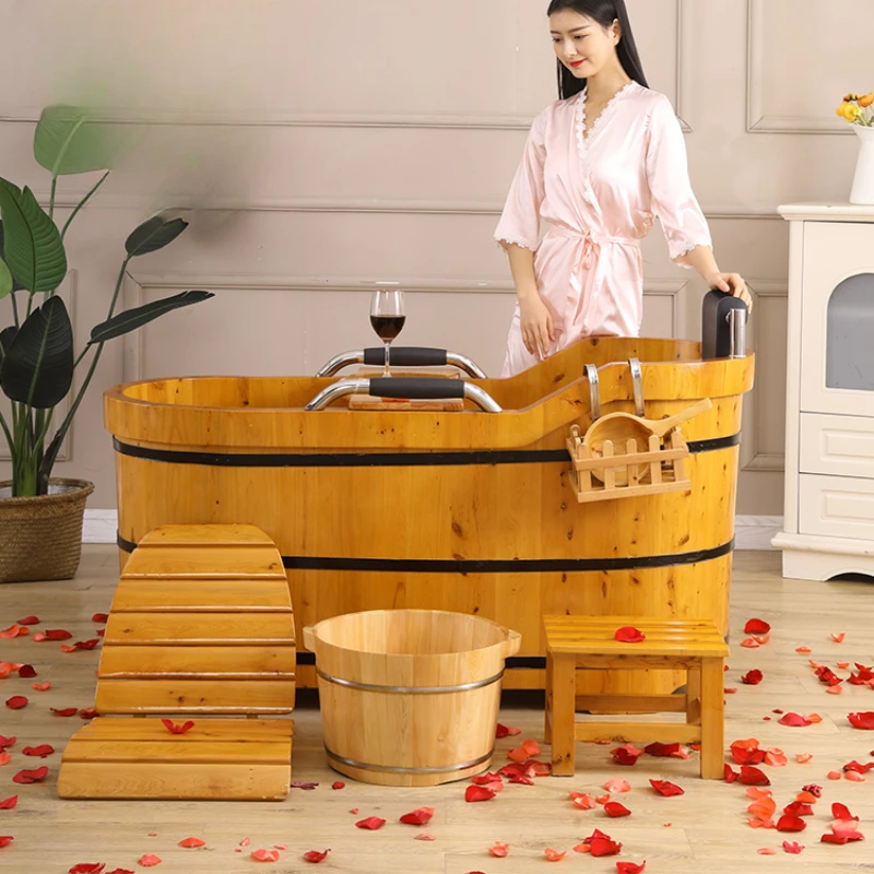 Portable Bathtub Wooden Adults Ice Tub Foot Spa Sauna Wood Goods Elderly Pedicure Shampoo Sink Children Banheira Baby Outdoor