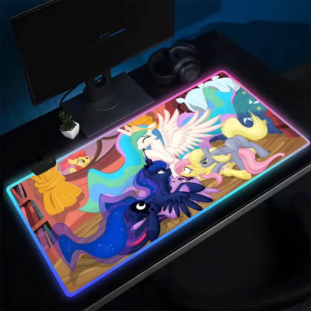 Super L-Little P-Pony Mouse Pad Anime Gaming Mouse Pad LED Table Pads Backlit Rubber Desktop XXL Mousepad RGB Desk Mats