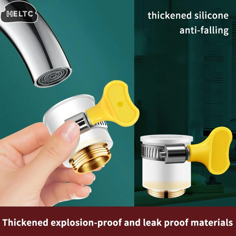 Water Tap Connector Thick Brass Threaded Adapter Tap Adapter Water Faucet Extender Adjustable Yellow Plastic Handle Hand Twist
