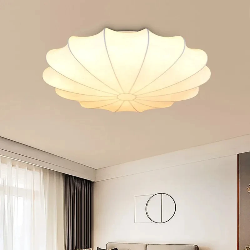 Nordic Circular Petal Design Silk Ceiling Lamps for Living Dining Room Kitchen Island Bedroom Chandeliers Home Decor Luminaires