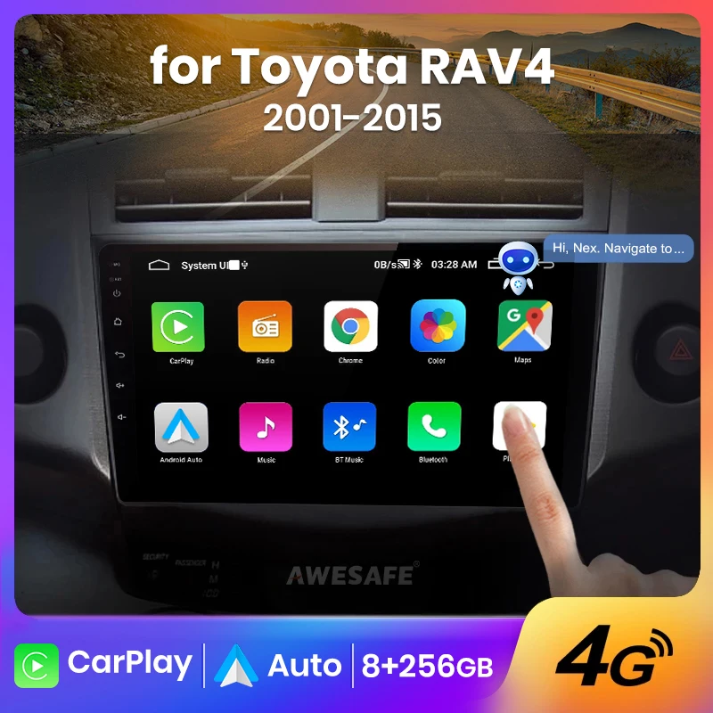 AWESAFE Wireless CarPlay Android Auto Radio for Toyota RAV4 2007 2008 2009 2010 2011 Car Multimedia Player GPS 2din autoradio