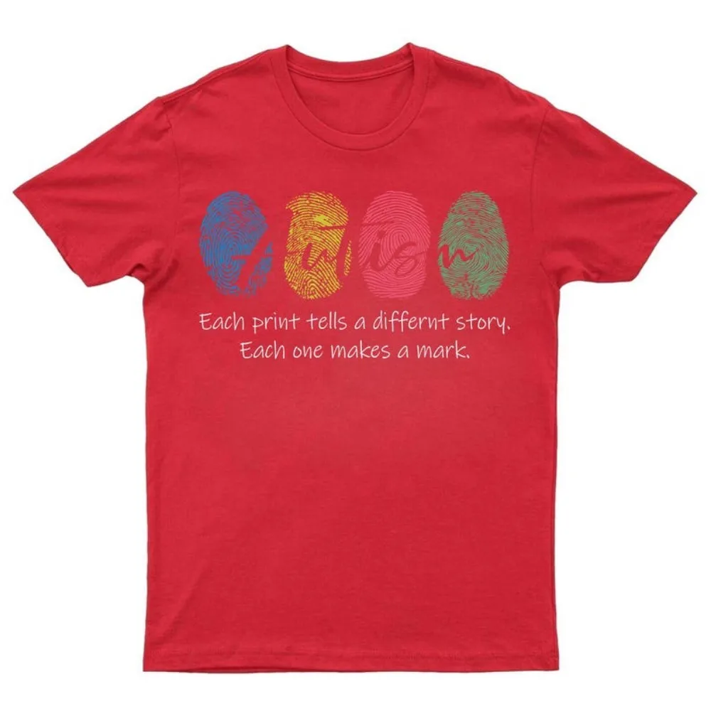 Autism Awareness Fingerprint T-Shirt: Autism Day Meme Tops Autism Support Charity Gift High Quality Cotton Tops Women Tees