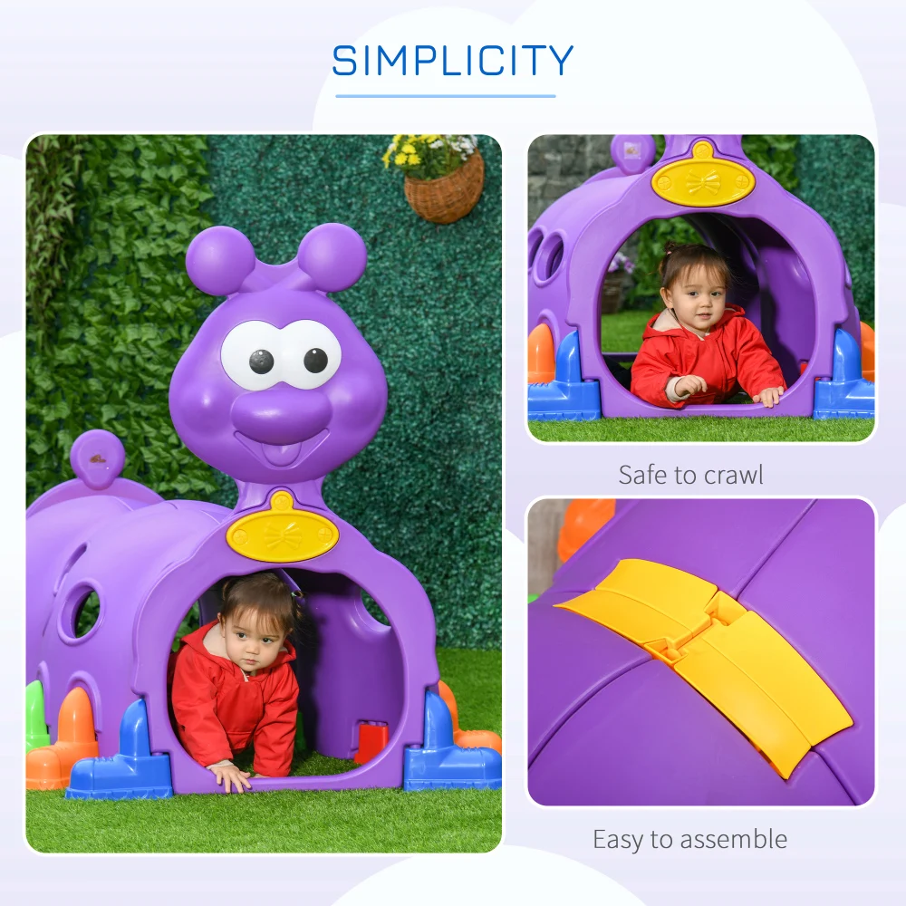 Tunnel da arrampicata Caterpillar per bambini Giocattolo da arrampicata N-Crawl Struttura da gioco per bambini per interni ed esterni per 3-6 anni, Viola