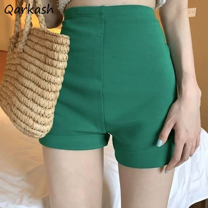 Vintage Shorts Women Office Lady Sexy High Waist Skinny Streetwear Simple All-match Hot Y2k Stretchy Joggers Daily Minimalist