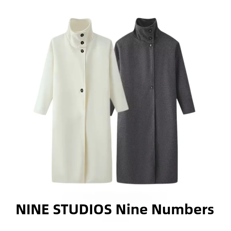 

NINE ZAR Women's Loose Fit Long Coat Casual Woolen Windbreaker High Collar Color Commute Sle Spring Season Polyester ...