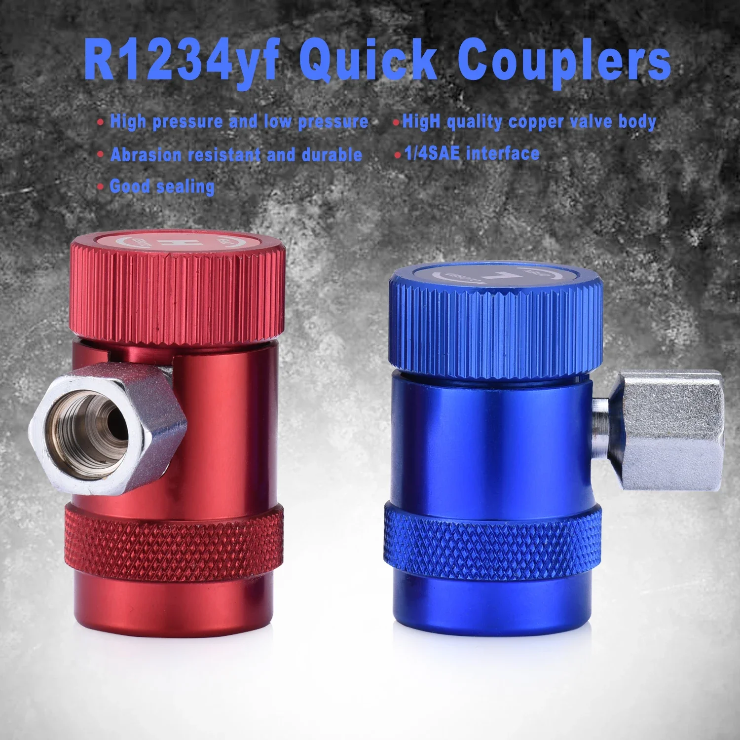 2Pcs R1234yf Freon Auto Car Quick Coupler Connector Adapters For Air Conditioning Refrigerant Adapter Brass + Metal