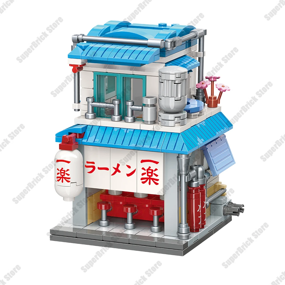 Anime Naruto House Yile Ramen Ninja Shop Ichiraku Uzumaki Building Blocks Kit Bricks Classic Cartoon Movie Model Kids Toys Gift