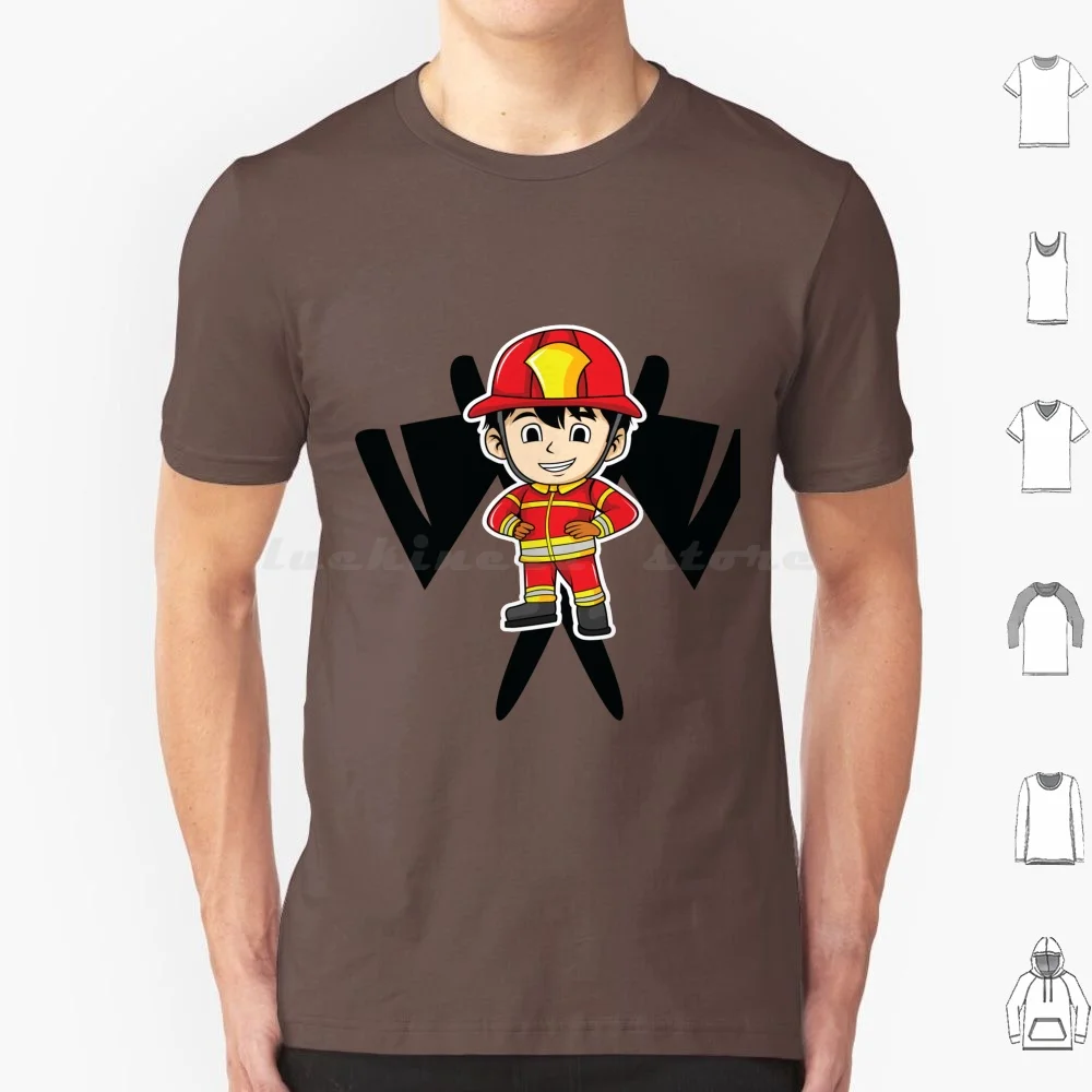 A Cute Firefighter Fireman T Shirt Big Size 100% Cotton